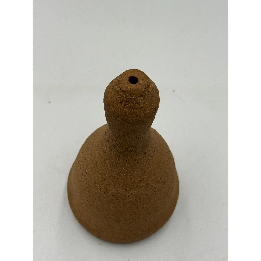Pottery Bell Unique Small Brown Speckled Textured Stoneware Decor One of a Kind